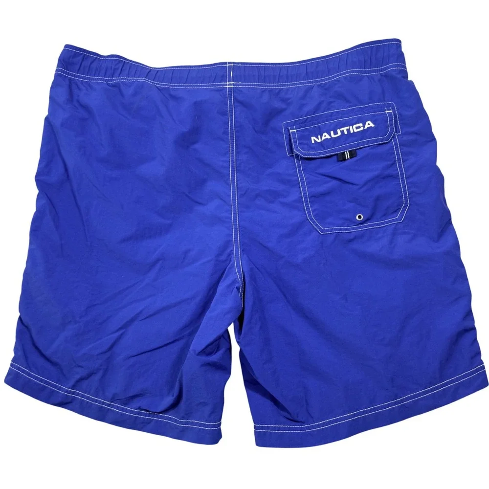 Nautica Mens Blue Swim‎ Trunks Large Mesh Lined Board Shorts VDR C24 118 Logo